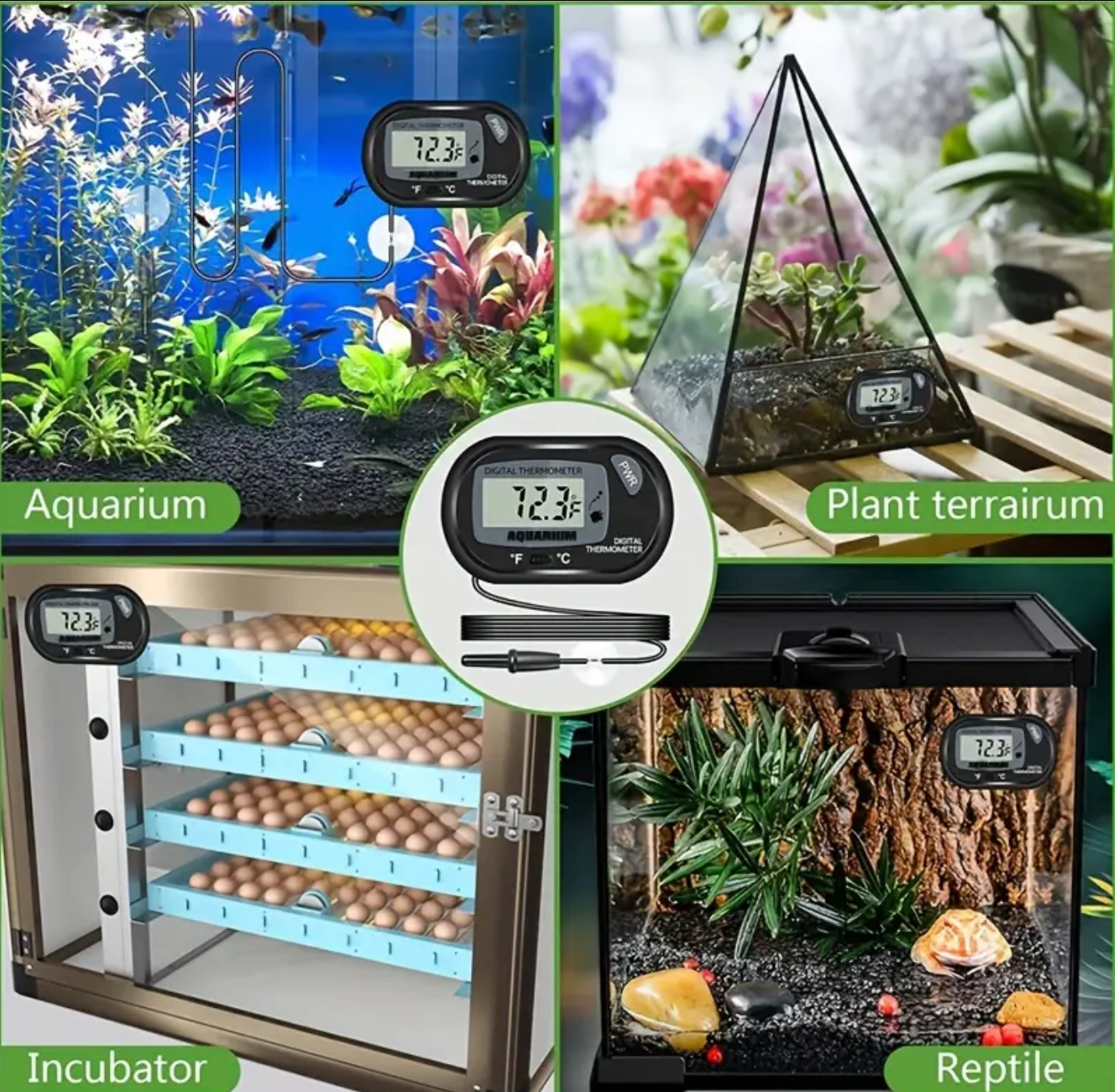 Thermometer with suction cup PET 45mmx25mm aquarium thermometer for fish  pools